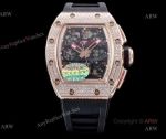 Richard Mille RM011 Rose Gold Diamonds KV Factory Replica Chronograph Watch 